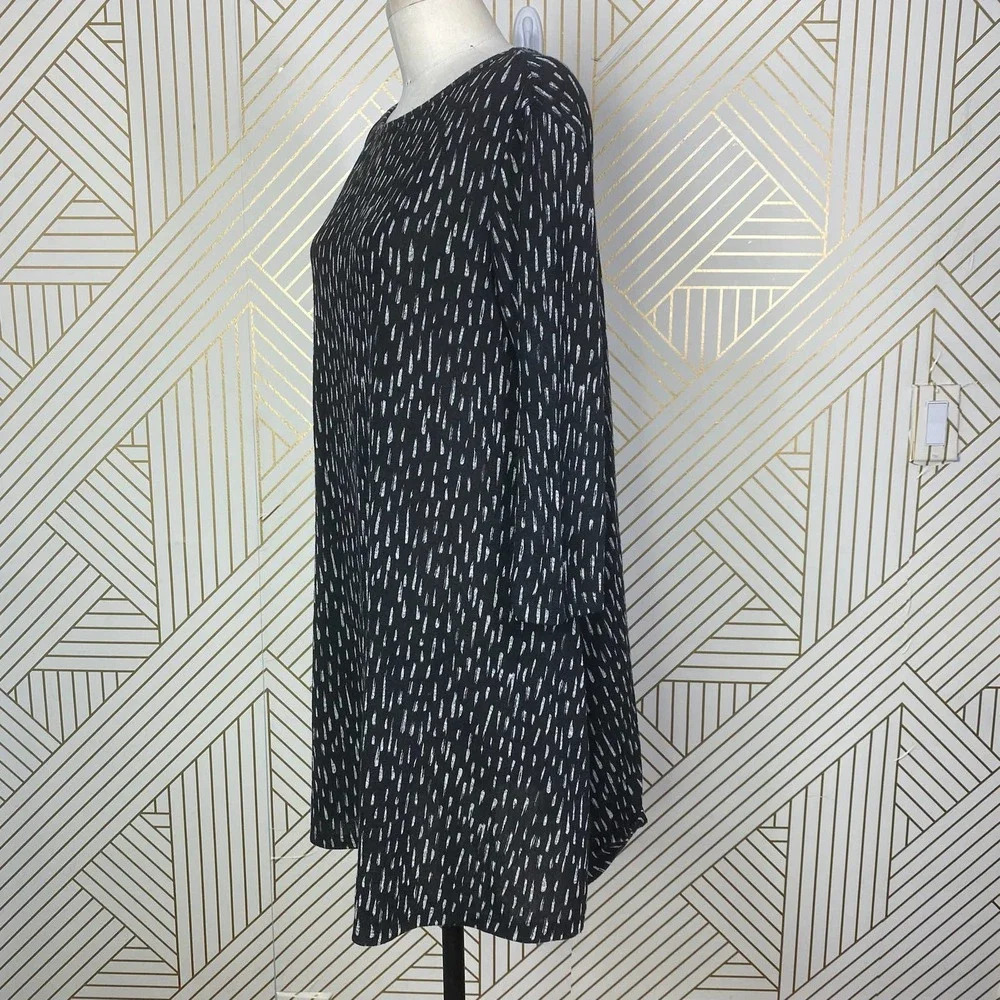 Clara Sun Woo Black Brushstroke Printed Knit Tunic Dress Size US Medium - Picture 6 of 8